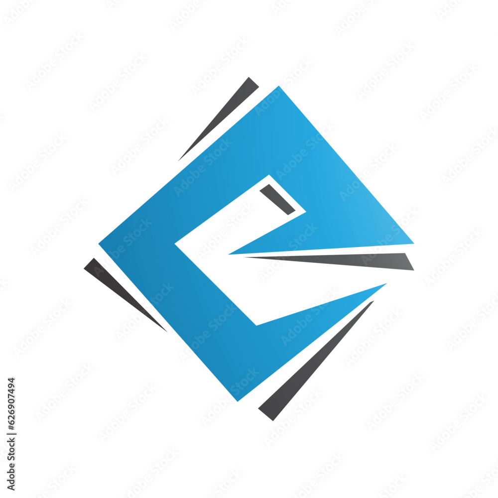 Blue and Black Square Diamond Letter E Icon Blue and Black Square Diamond Letter E Icon