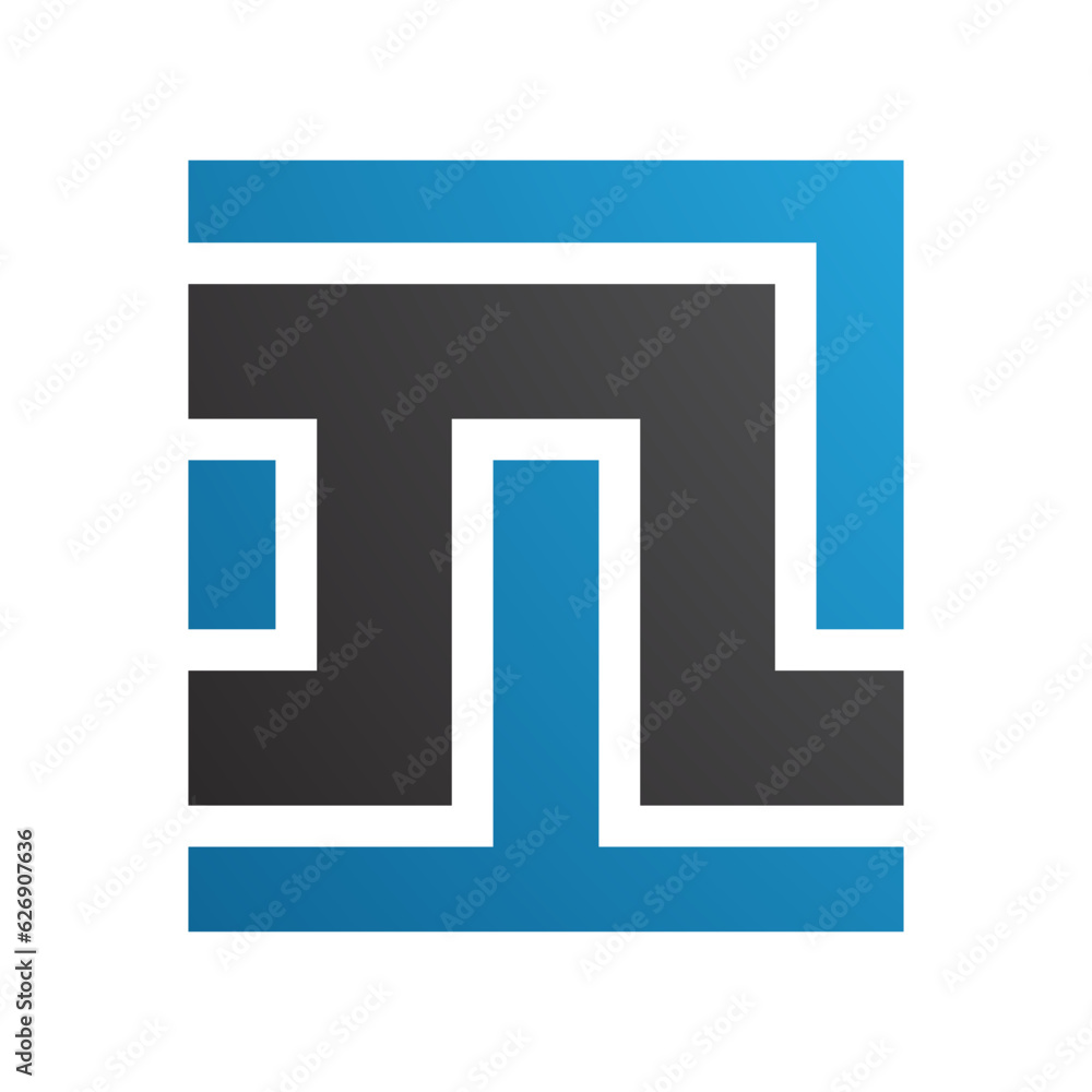 Blue and Black Square Shaped Letter N Icon Blue and Black Square Shaped Letter N Icon