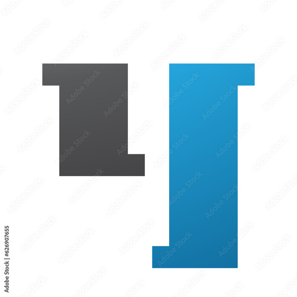 Blue and Black Stamp Shaped Letter Y Icon Blue and Black Stamp Shaped Letter Y Icon
