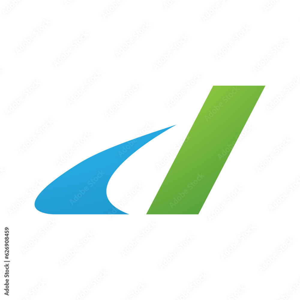 Blue and Green Italic Swooshy Letter D Icon Blue and Green Italic Swooshy Letter D Icon