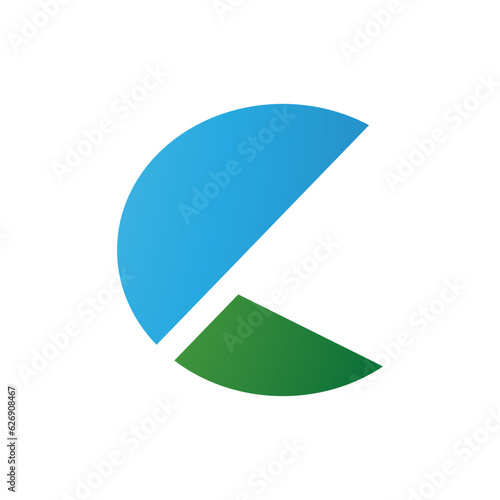 Blue and Green Letter C Icon with Half Circles