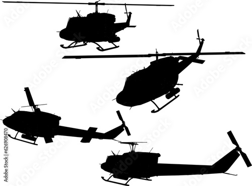 Sketch vector illustration of a stealth air combat troop heli vehicle with guns