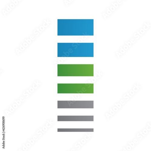 Blue and Green Letter I Icon with Horizontal Stripes