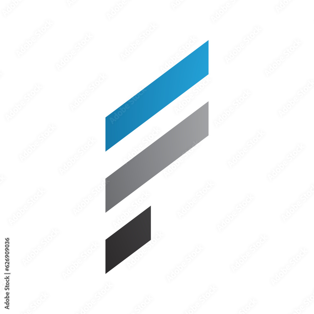 Blue and Grey Letter F Icon with Diagonal Stripes Blue and Grey Letter F Icon with Diagonal Stripes