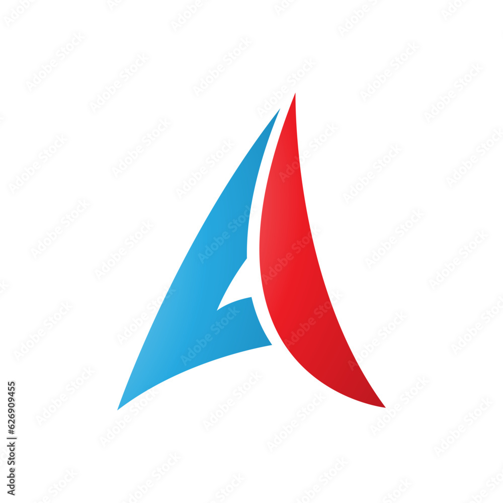 Blue and Red Paper Plane Shaped Letter A Icon Blue and Red Paper Plane Shaped Letter A Icon