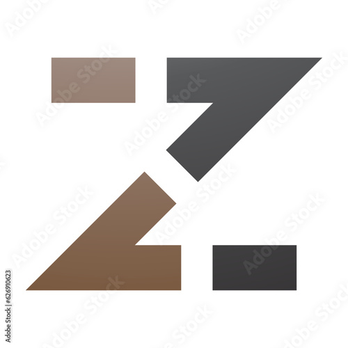 Brown and Black Dotted Line Shaped Letter Z Icon