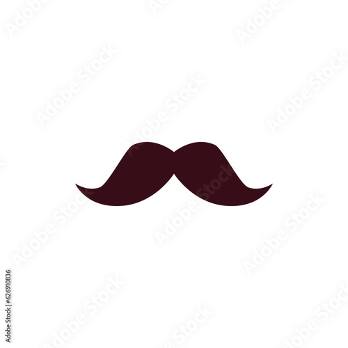 Facial hair mustache, mens brown moustache flat vector icon, illustration isolated on white background