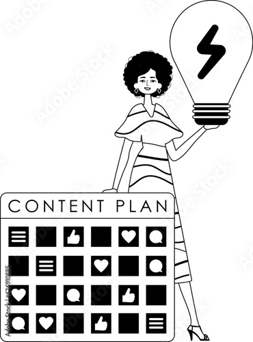 daughter , capacitor design and comfortable bulb . submit of social network . blacken and White analogue manner. Trendy style, Vector Illustration