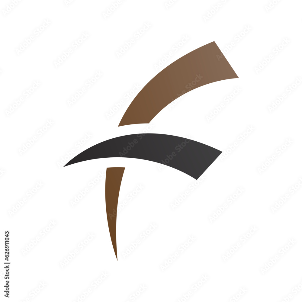 Brown and Black Letter F Icon with Round Spiky Lines Brown and Black Letter F Icon with Round Spiky Lines