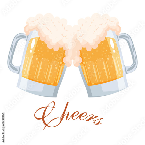 Beer Party flat style icon for poster, banner, logo, printing. Mug of beer icon for greeting card for Fathers day, St.Patricks day, octoberfest, birthday or beer party celebration