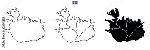 Three Island vector maps with flag and state in color. Background map eps 10