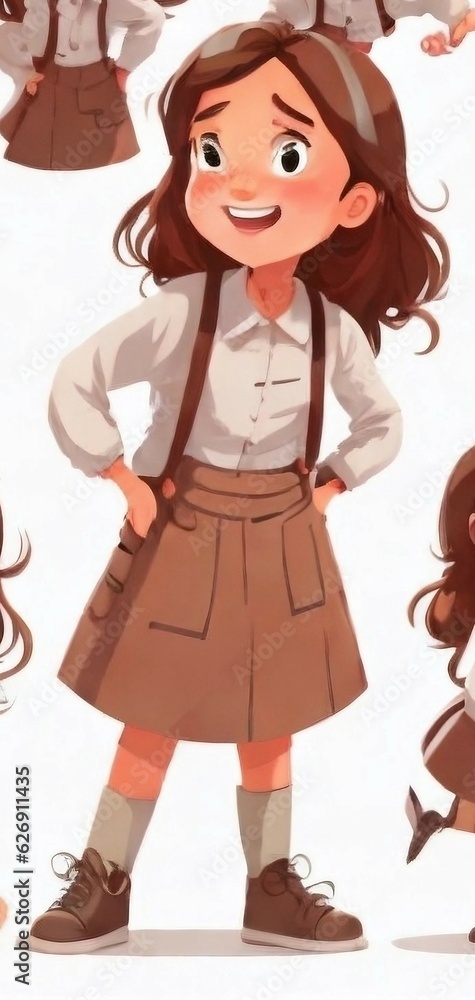 Little girl with brown and white frock sticker Little girl with brown and white frock sticker