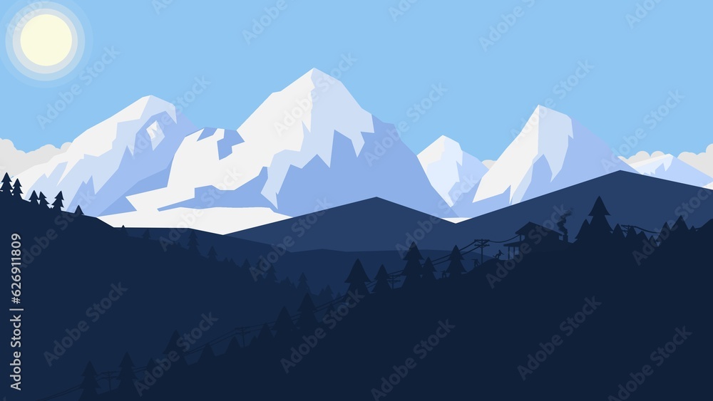 landscape with mountains and snow generated Ai