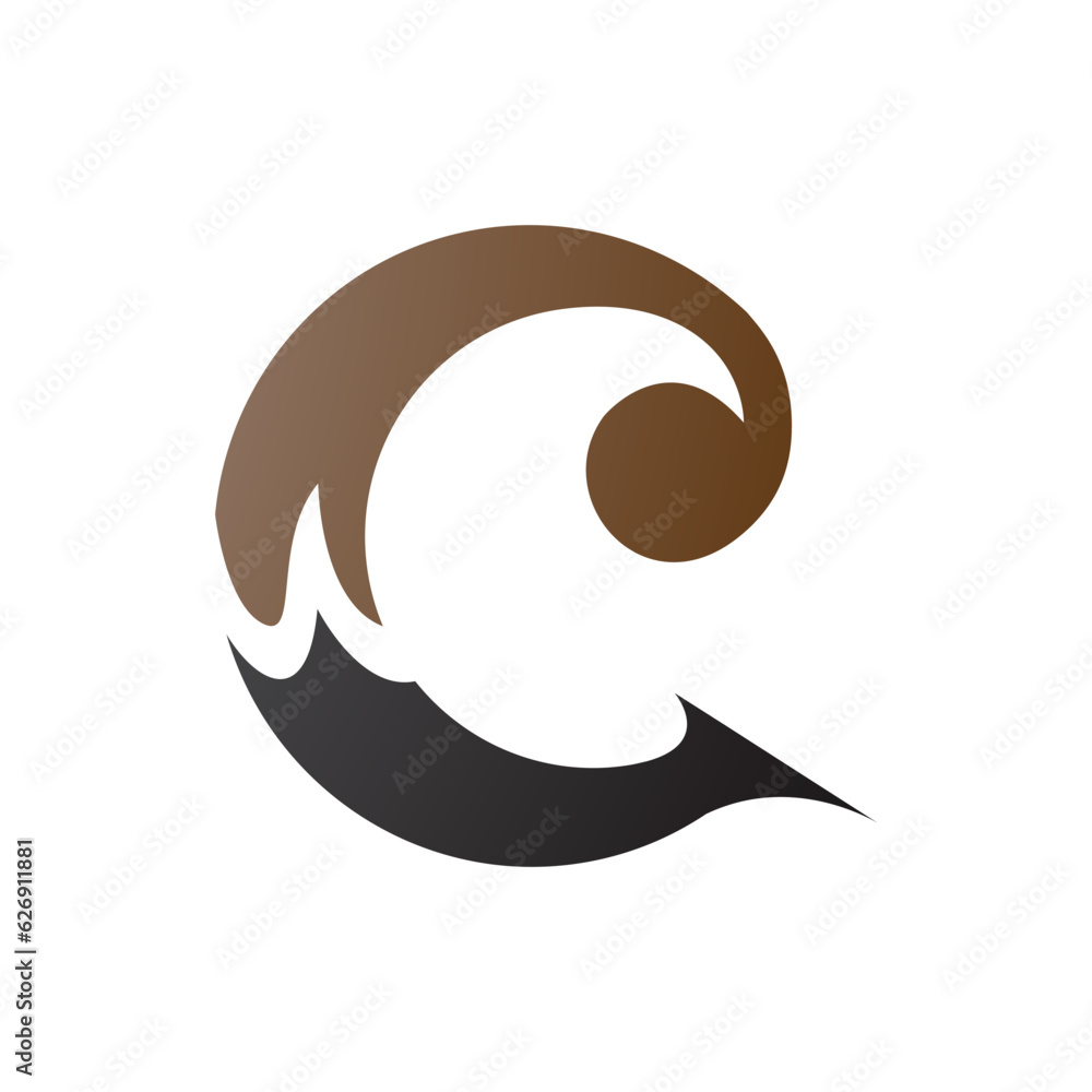 Brown and Black Round Curly Letter C Icon Brown and Black Round Curly Letter C Icon