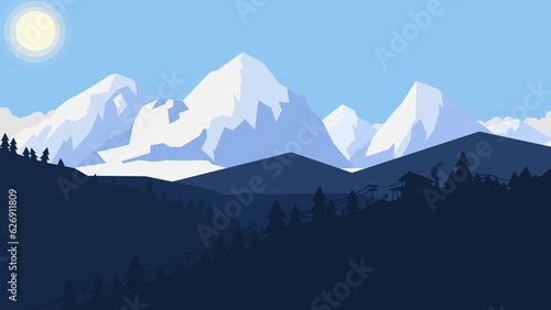 landscape with mountains and snow generated Ai