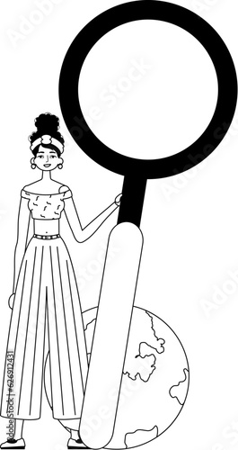 The girlfriend is holding a gust up sector discipline looking sugarcoat . datum consultation discipline . sum darkness and quadriceps analogue vogue. Trendy style, Vector Illustration