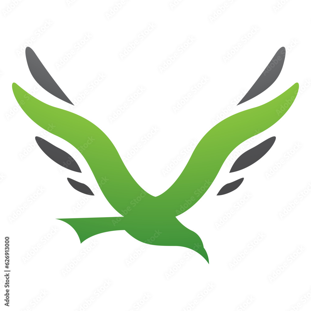 Green and Black Bird Shaped Letter V Icon Green and Black Bird Shaped Letter V Icon