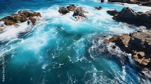 Aerial view of sea waves and fantastic Rocky coast