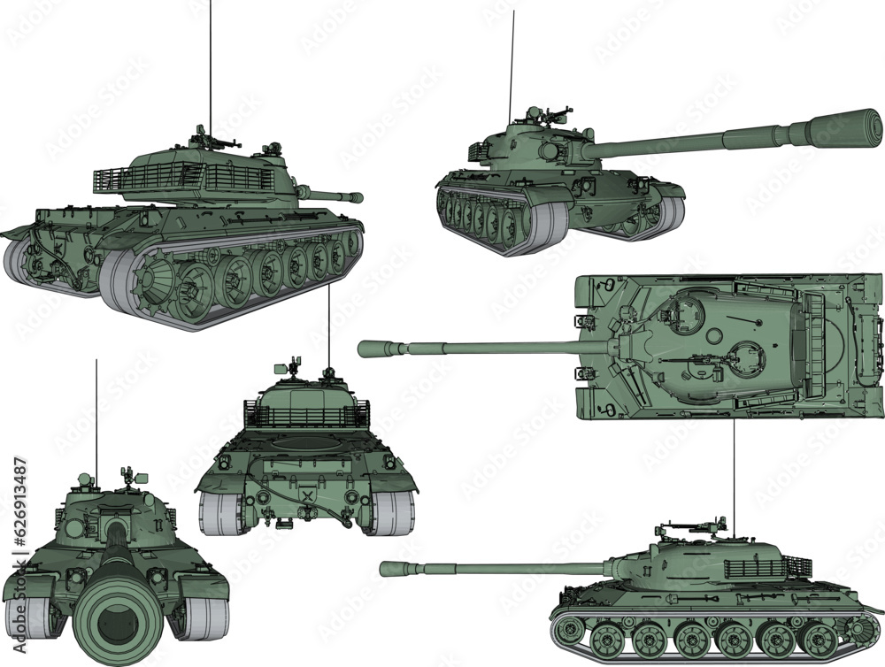 Sketch vector illustration of a tank with combat war weapons ready to fire for battle
