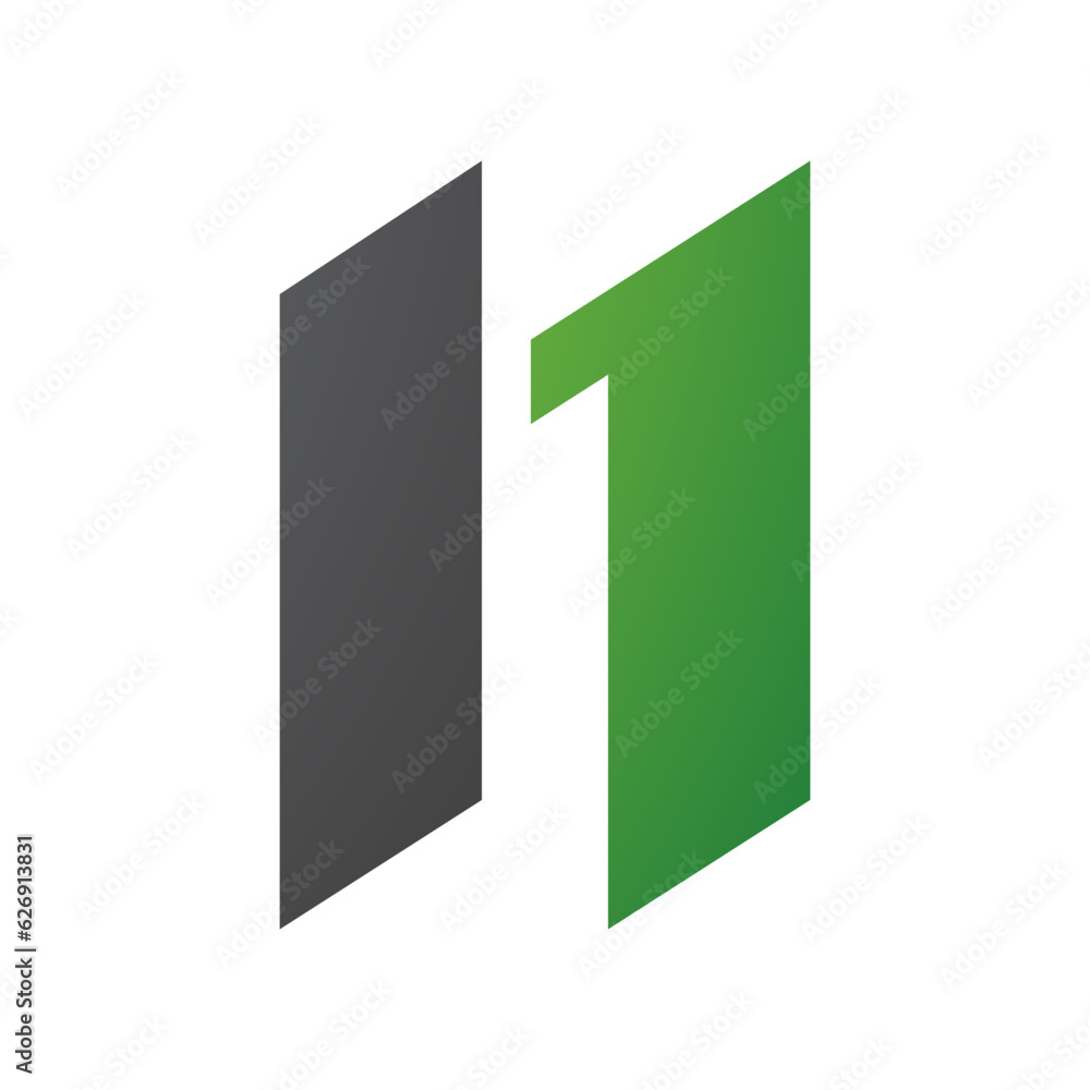 Green and Black Letter N Icon with Parallelograms Green and Black Letter N Icon with Parallelograms