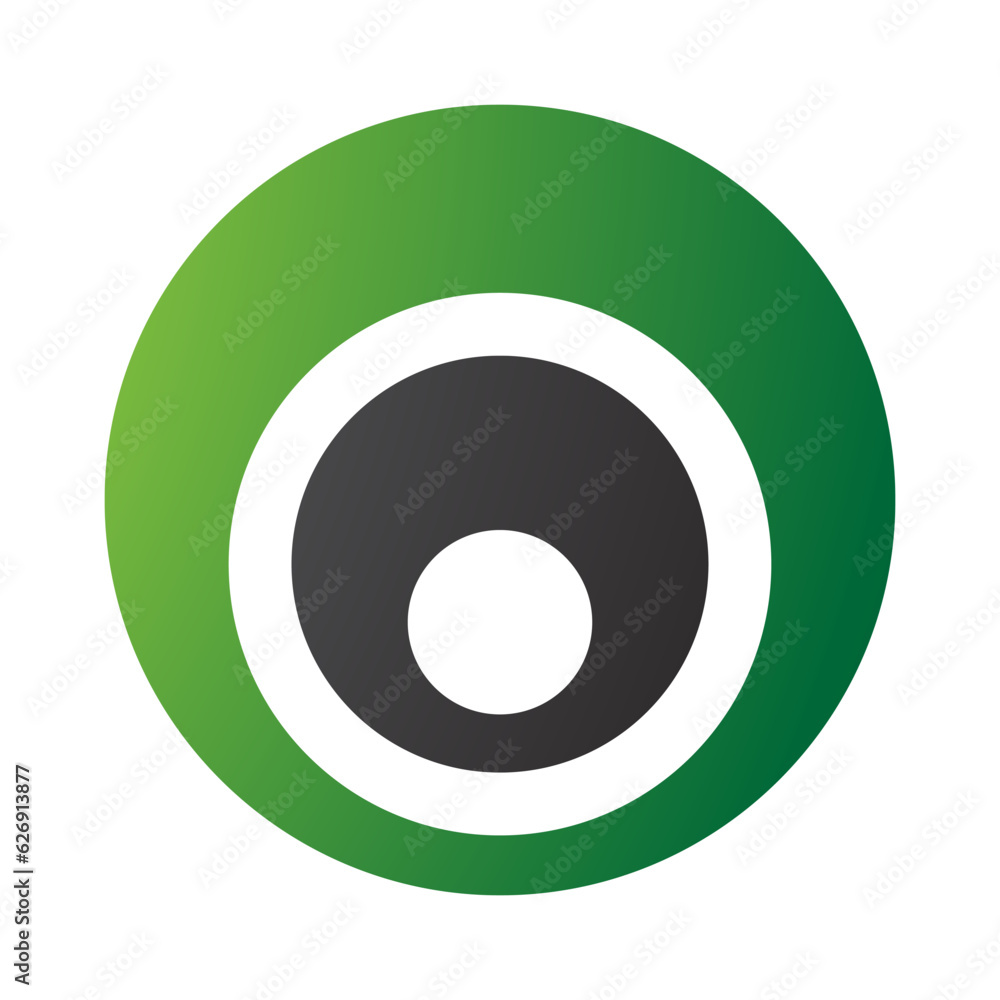 Green and Black Letter O Icon with Nested Circles Green and Black Letter O Icon with Nested Circles