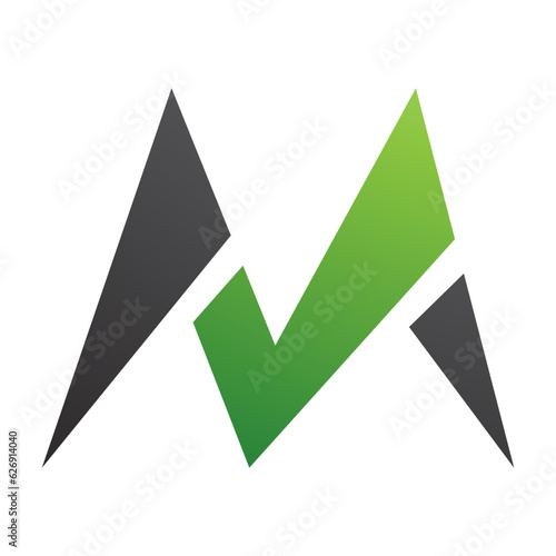 Green and Black Pointy Tipped Letter M Icon