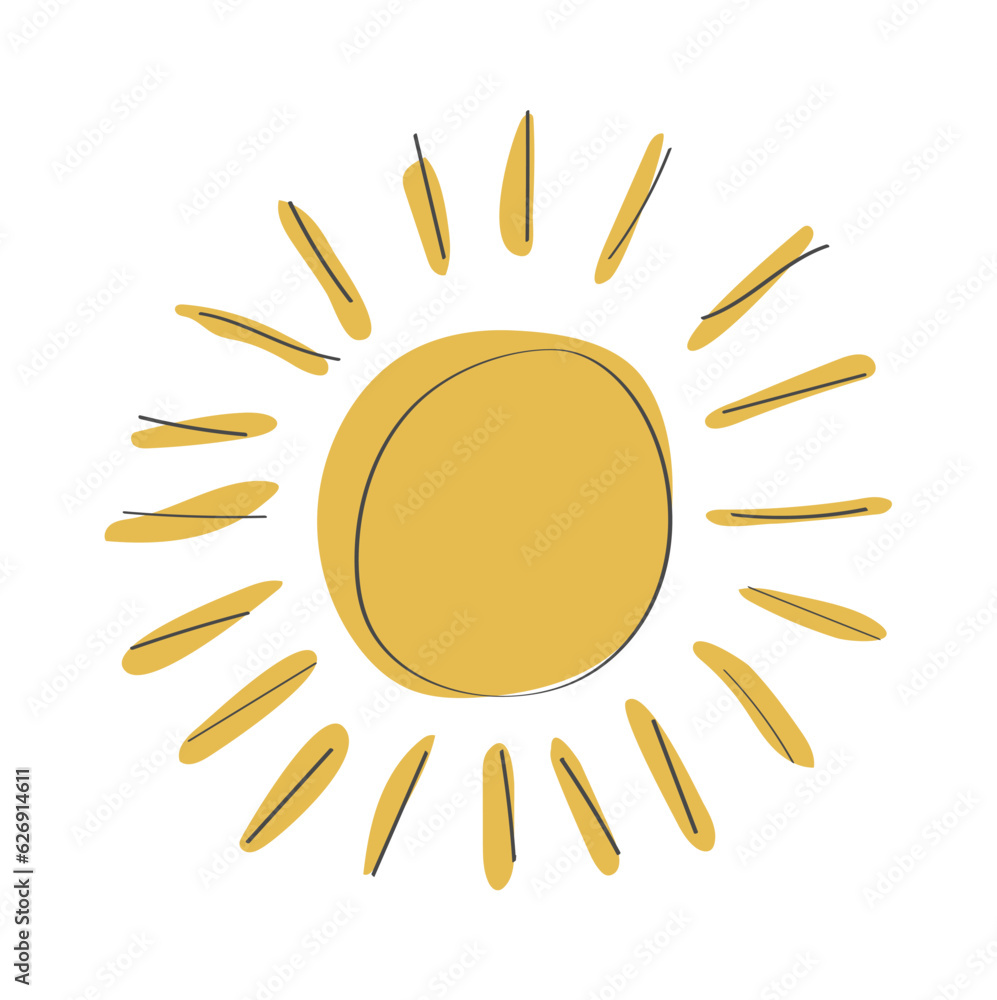 The Sun Playstyle Freehand Drawn Vector Illustration