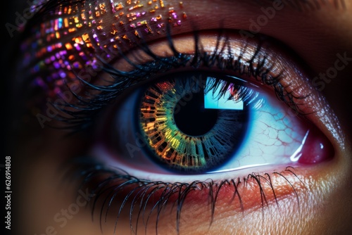 Human eye, in make up. Beautiful illustration picture. Generative AI