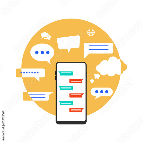 chat application on smartphone illustration