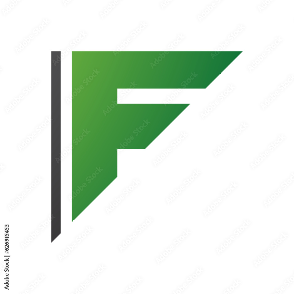 Green and Black Triangular Letter F Icon Green and Black Triangular Letter F Icon