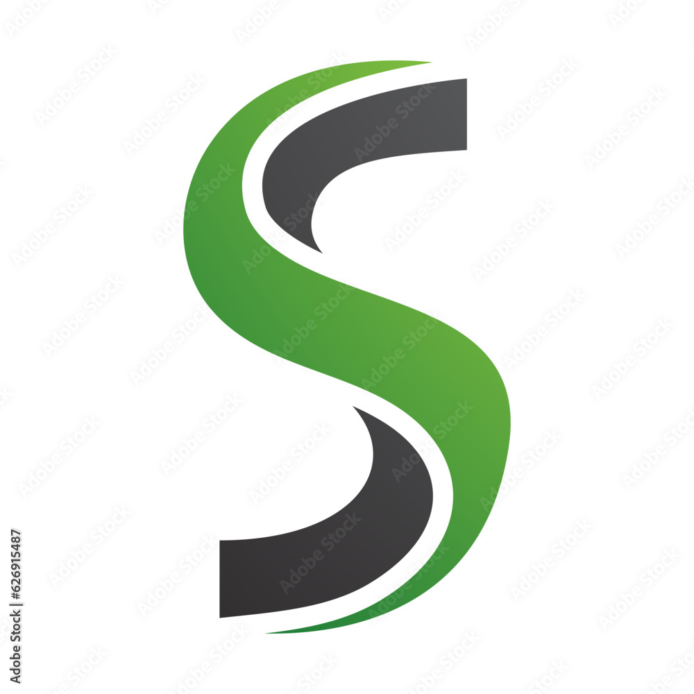 Green and Black Twisted Shaped Letter S Icon