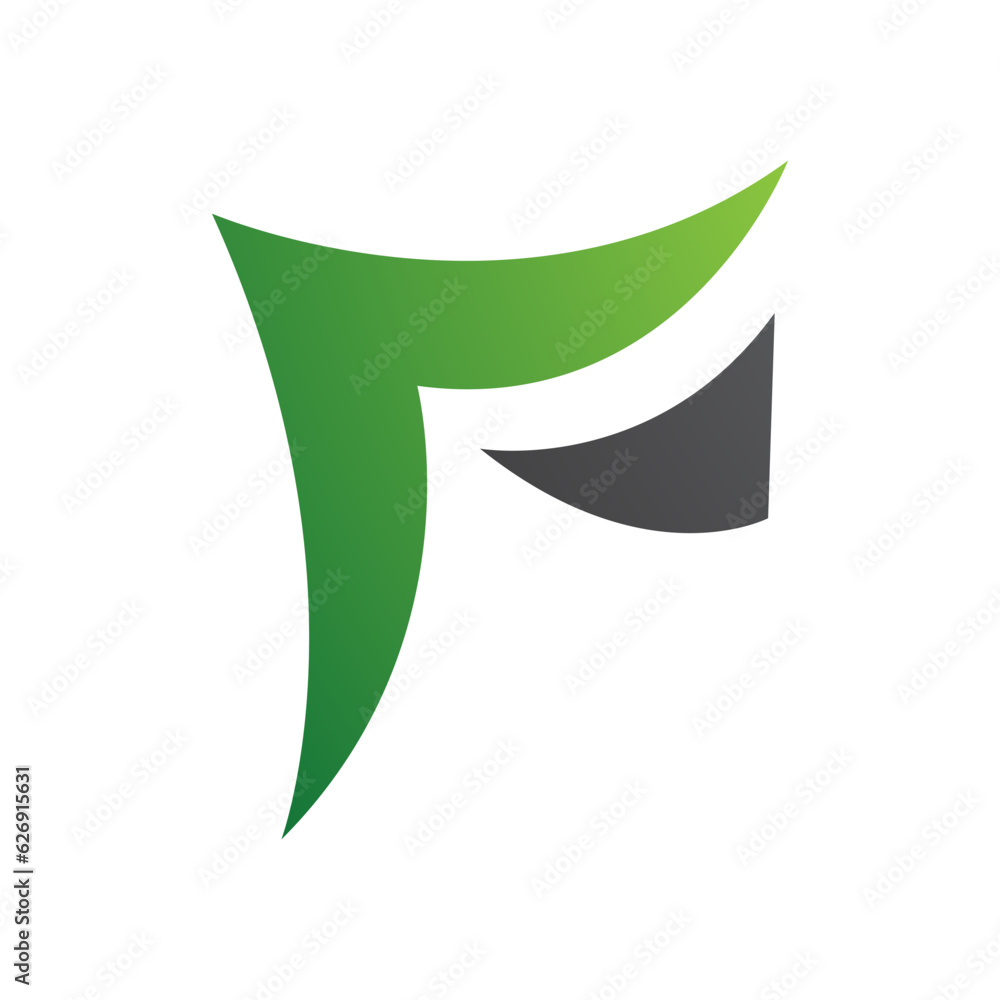 Green and Black Wavy Paper Shaped Letter F Icon Green and Black Wavy Paper Shaped Letter F Icon