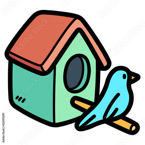birdhouse filled outline icon style