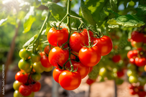 Organic Farming: Fresh and Juicy Tomatoes - Generative AI