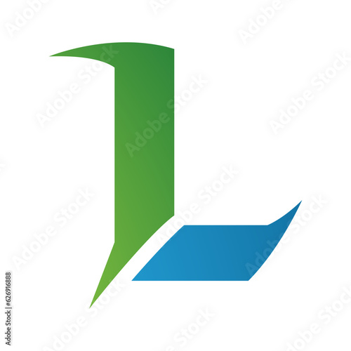 Free Download Green and Blue Letter L Icon with Sharp Spikes - GFXLoad