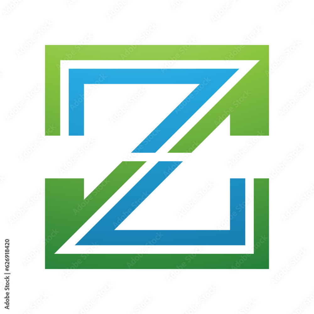 Green and Blue Striped Shaped Letter Z Icon Green and Blue Striped Shaped Letter Z Icon