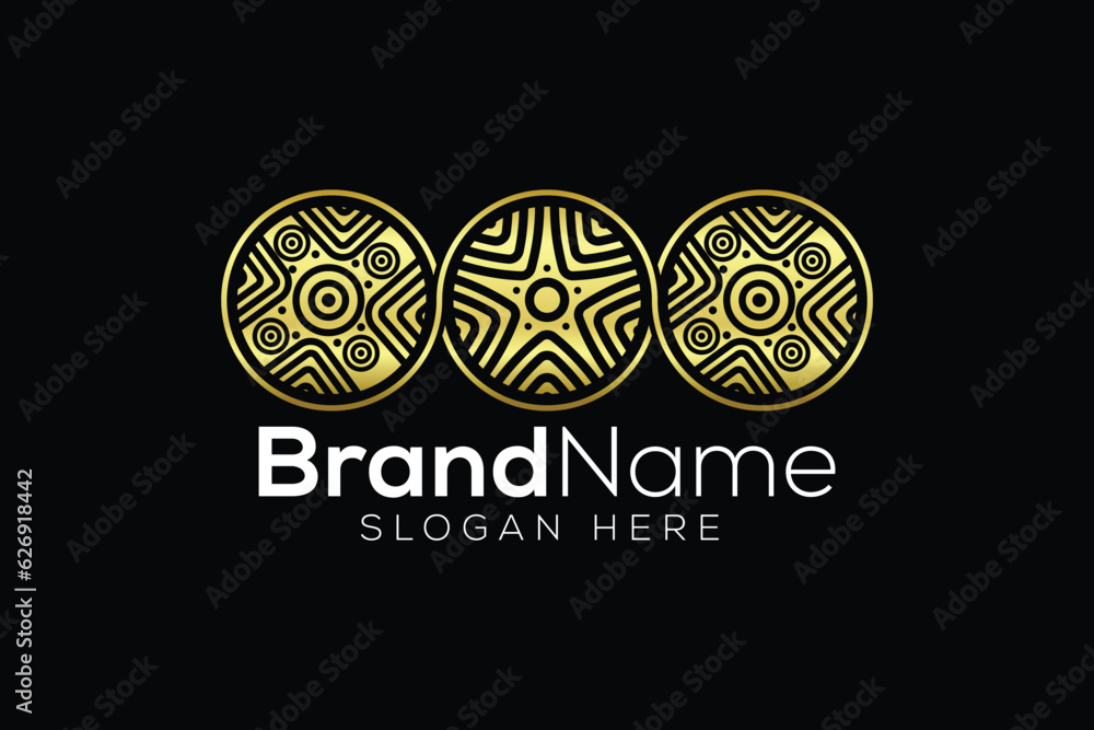 Luxurious Pintadera icon Gold Logo design vector template