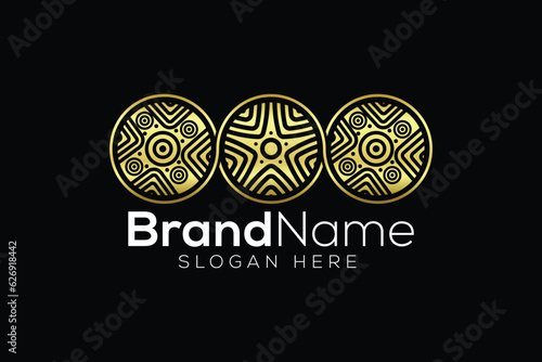 Obraz na płótnie Luxurious Pintadera icon Gold Logo design vector template w salonie