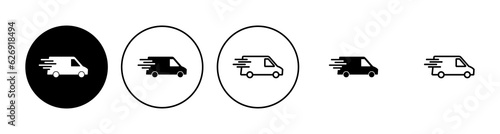 Fast shipping delivery truck icon set. Delivery truck icon. fast delivery icon