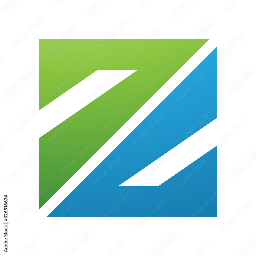 Green and Blue Triangular Square Shaped Letter Z Icon Green and Blue Triangular Square Shaped Letter Z Icon