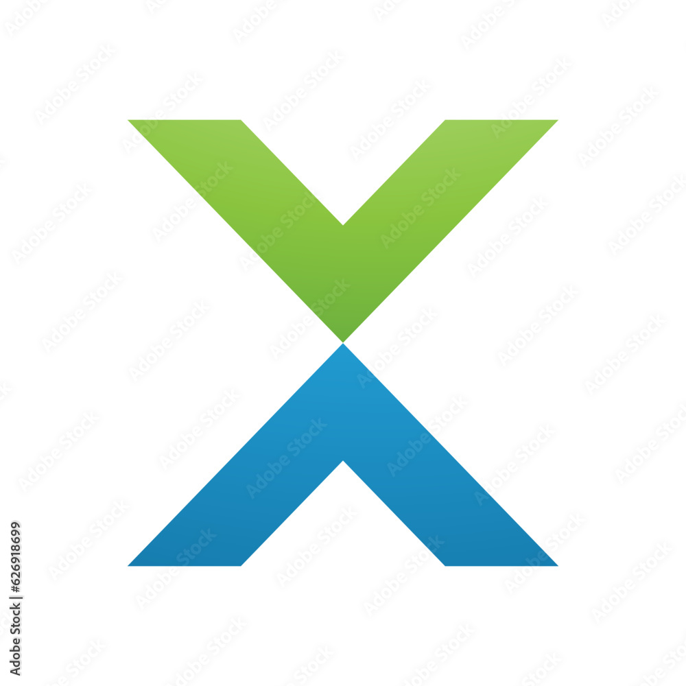 Green and Blue V Shaped Letter X Icon Green and Blue V Shaped Letter X Icon