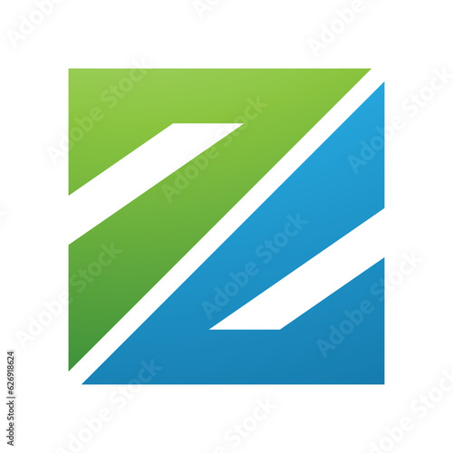 Green and Blue Triangular Square Shaped Letter Z Icon