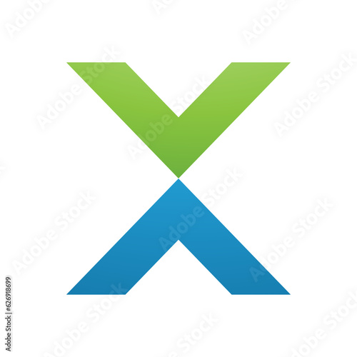 Green and Blue V Shaped Letter X Icon