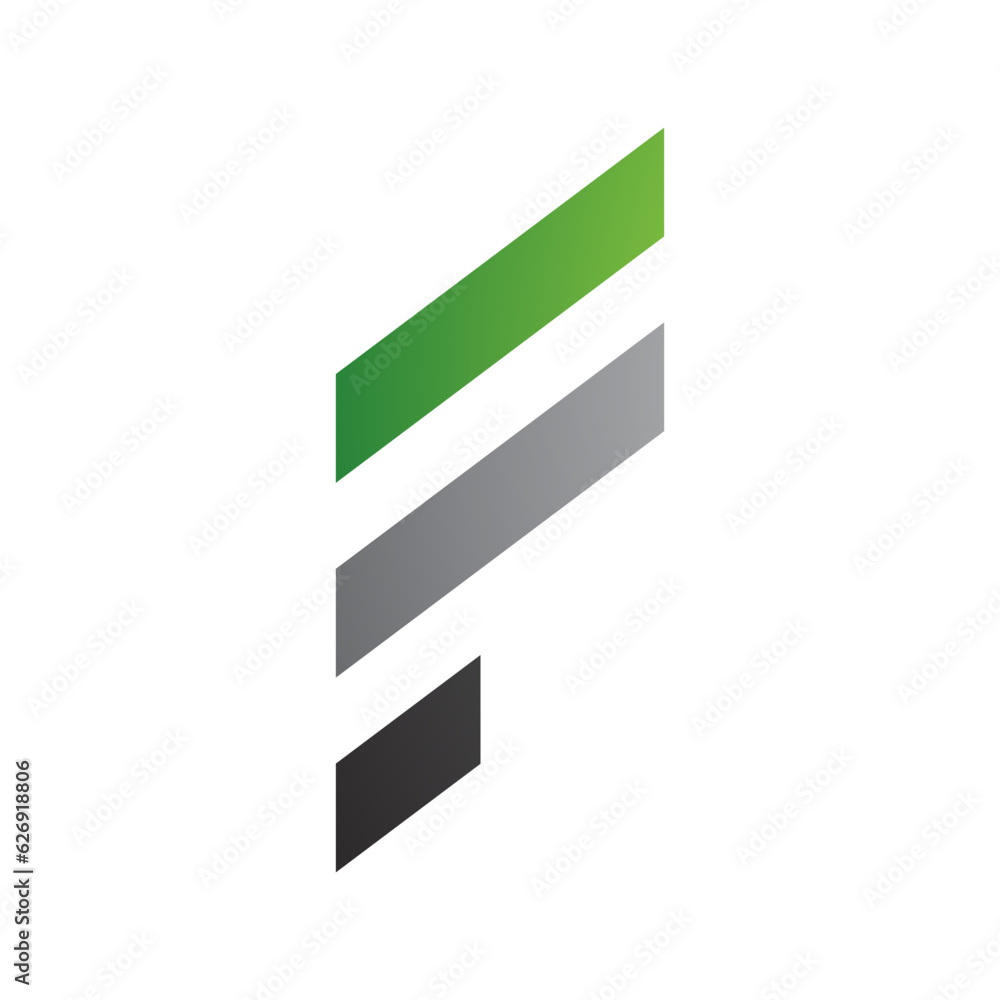 Green and Grey Letter F Icon with Diagonal Stripes Green and Grey Letter F Icon with Diagonal Stripes