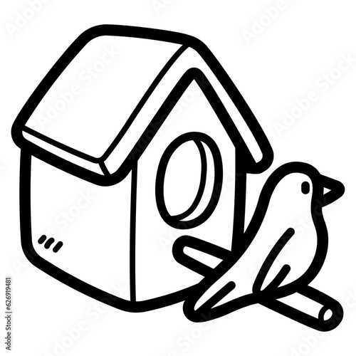 birdhouse line icon style