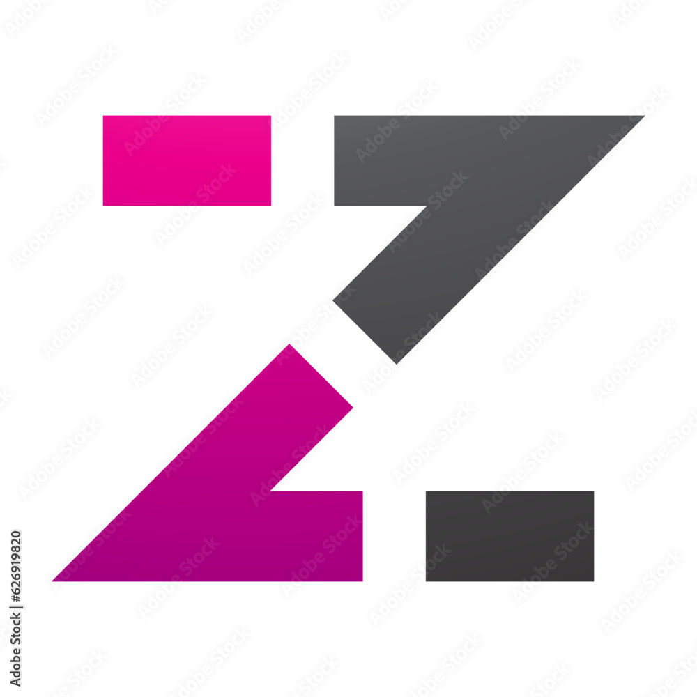 Magenta and Black Dotted Line Shaped Letter Z Icon Magenta and Black Dotted Line Shaped Letter Z Icon
