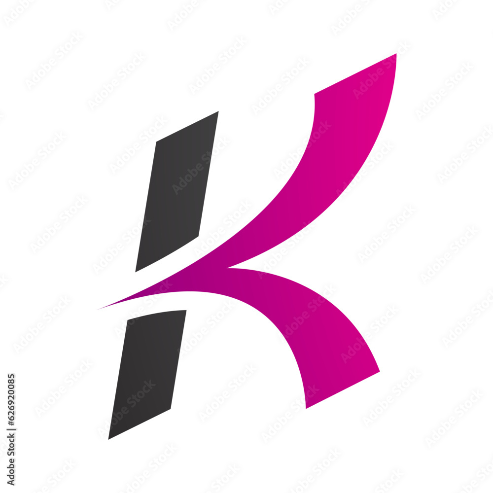 Magenta and Black Italic Arrow Shaped Letter K Icon Magenta and Black Italic Arrow Shaped Letter K Icon