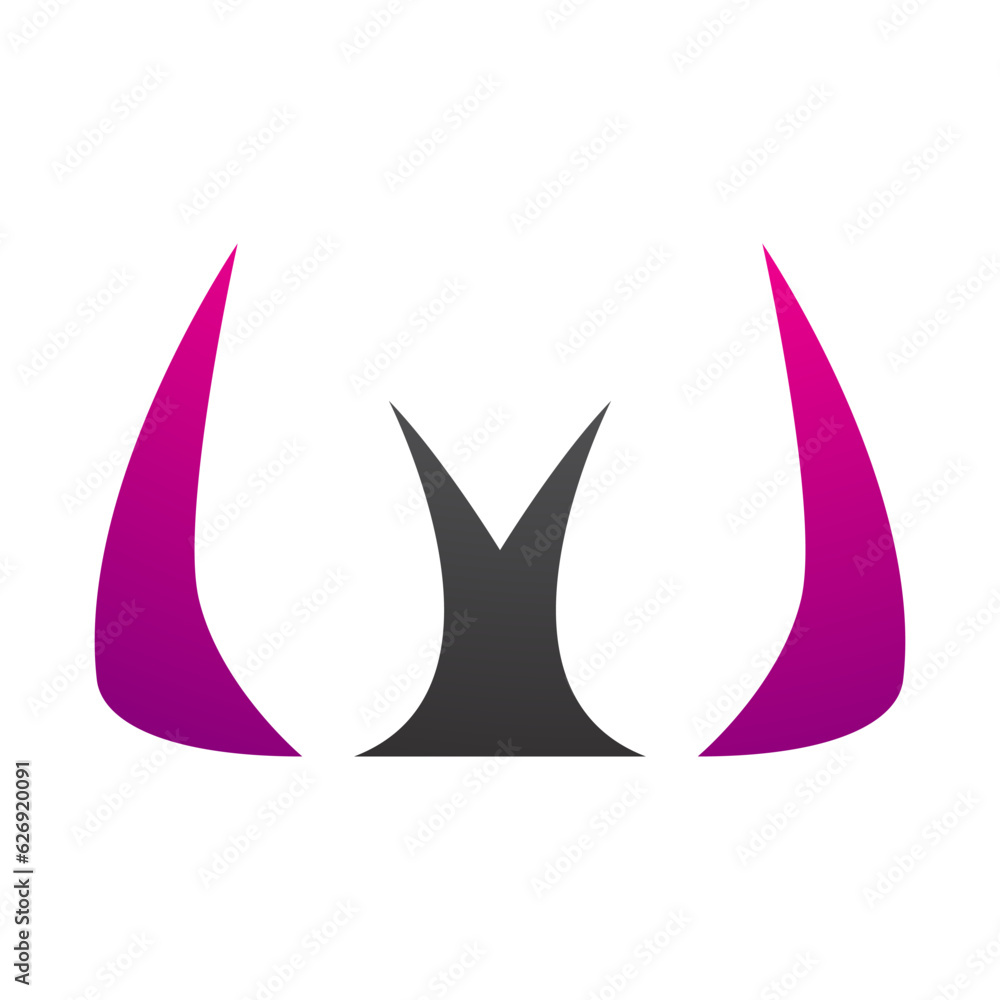 Fototapeta premium Magenta and Black Horn Shaped Letter W Icon