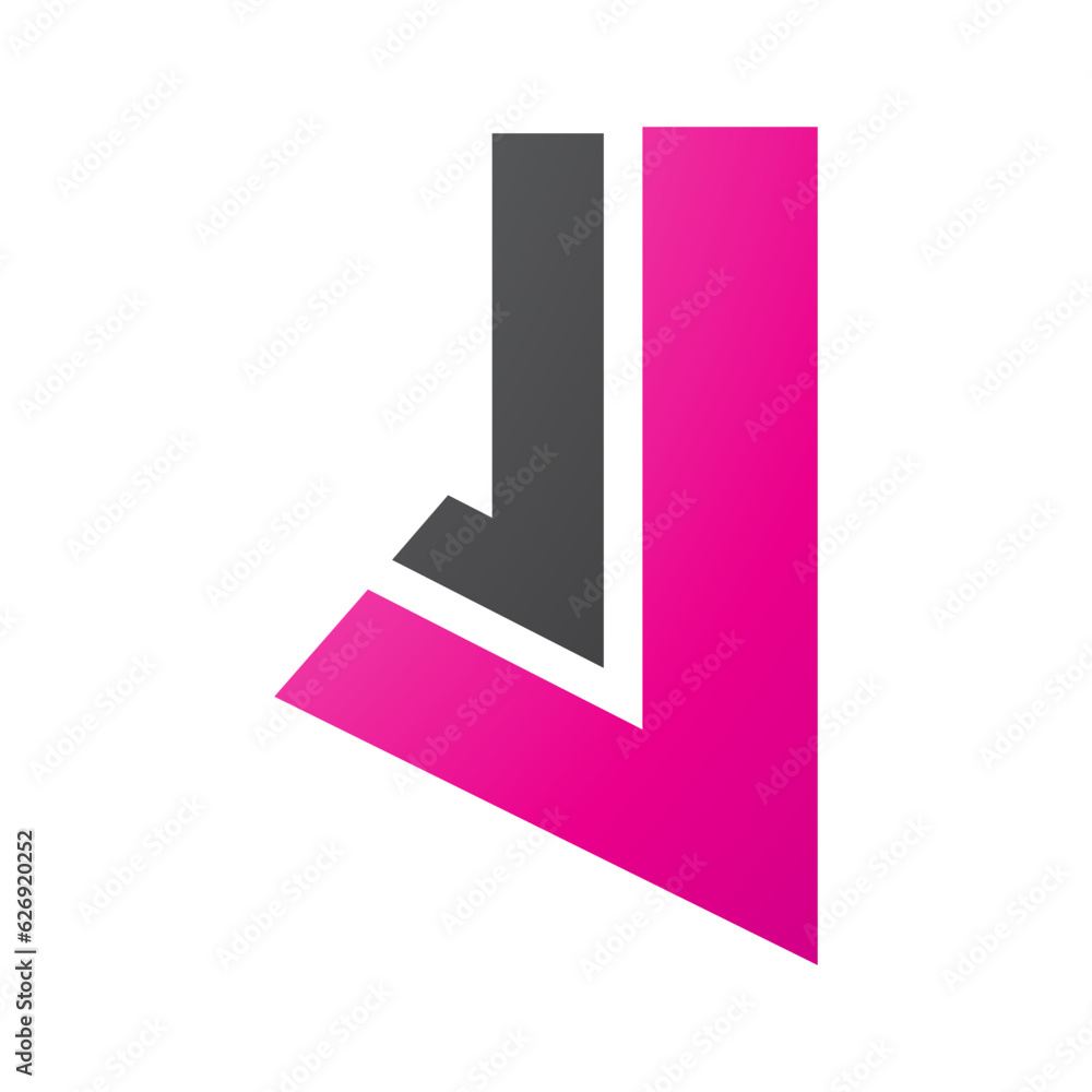 Magenta and Black Letter J Icon with Straight Lines Magenta and Black Letter J Icon with Straight Lines
