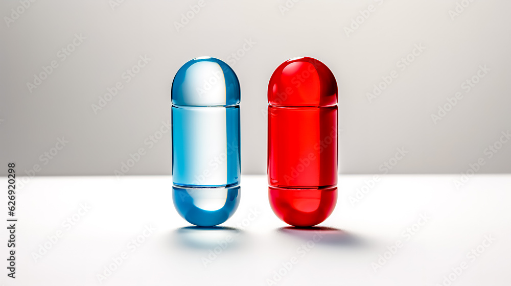 red and blue pills, true or false, placebo effect, made with Generative AI red and blue pills, true or false, placebo effect, made with Generative AI
